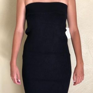 Black Strapless Sweater dress